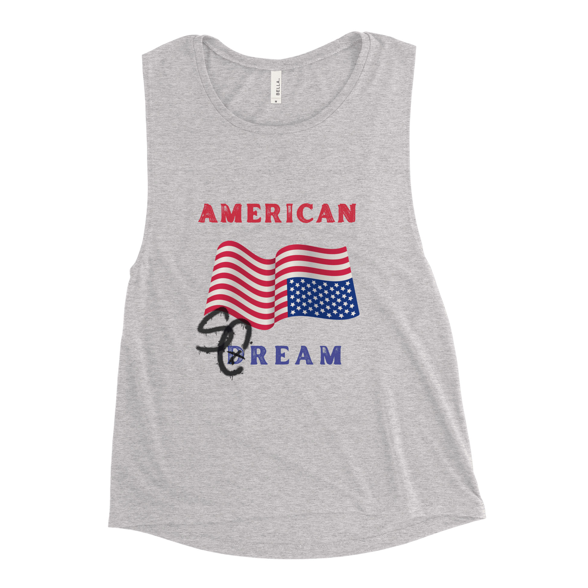American Scream America Upside Down Dream Flag Women's Flowy Muscle Tank by Snarkable
