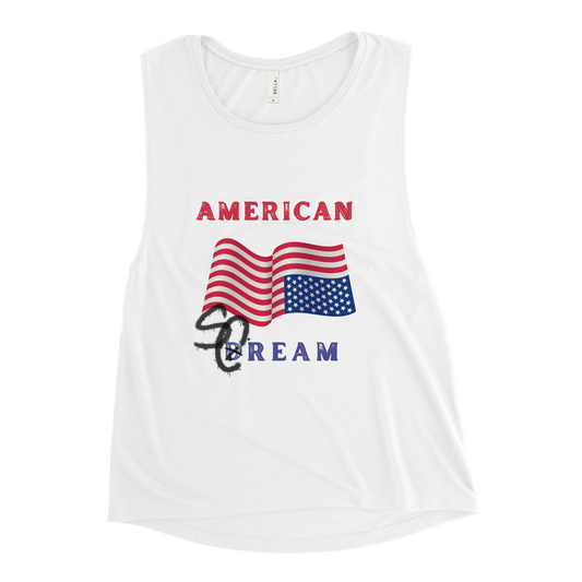 American Scream America Upside Down Dream Flag Women's Flowy Muscle Tank by Snarkable